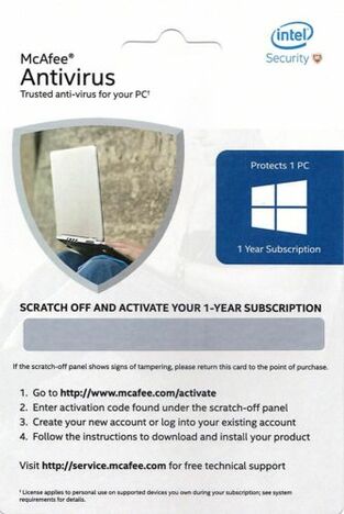 McAFEE Antivirus Plus Activation Card Download Version 1User (1PC) MRP 600RS NOW 120RS